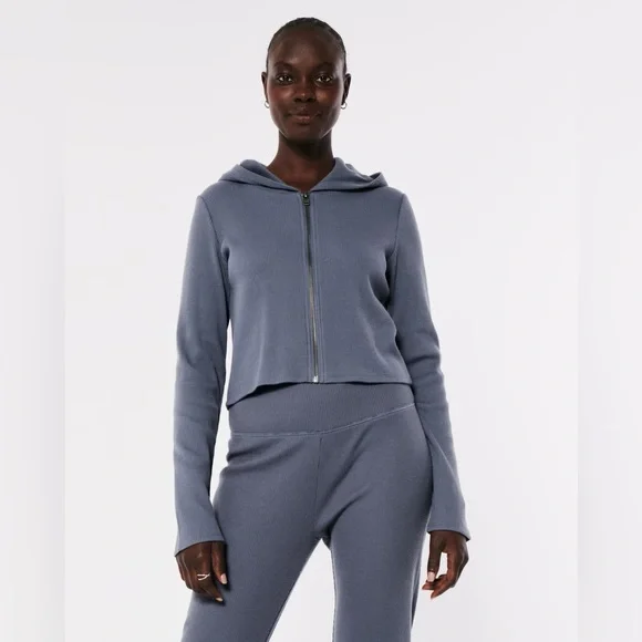 2 NWT Hollister waffle zip hoodies - Picture 5 of 8